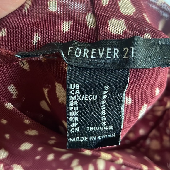 Maroon polkadot see-through long-sleeve from Forever21 hardly ever worn. - Picture 2 of 2